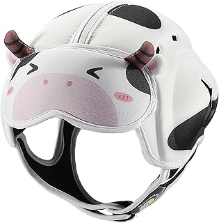 Baby Head Protector Baby Helmet for Crawling and Walking - No Bumps and Soft Safety Peak - Ultra Light and Adjustable Baby Head Protector Suitable for Babies 6-24 Months-Milky Cow