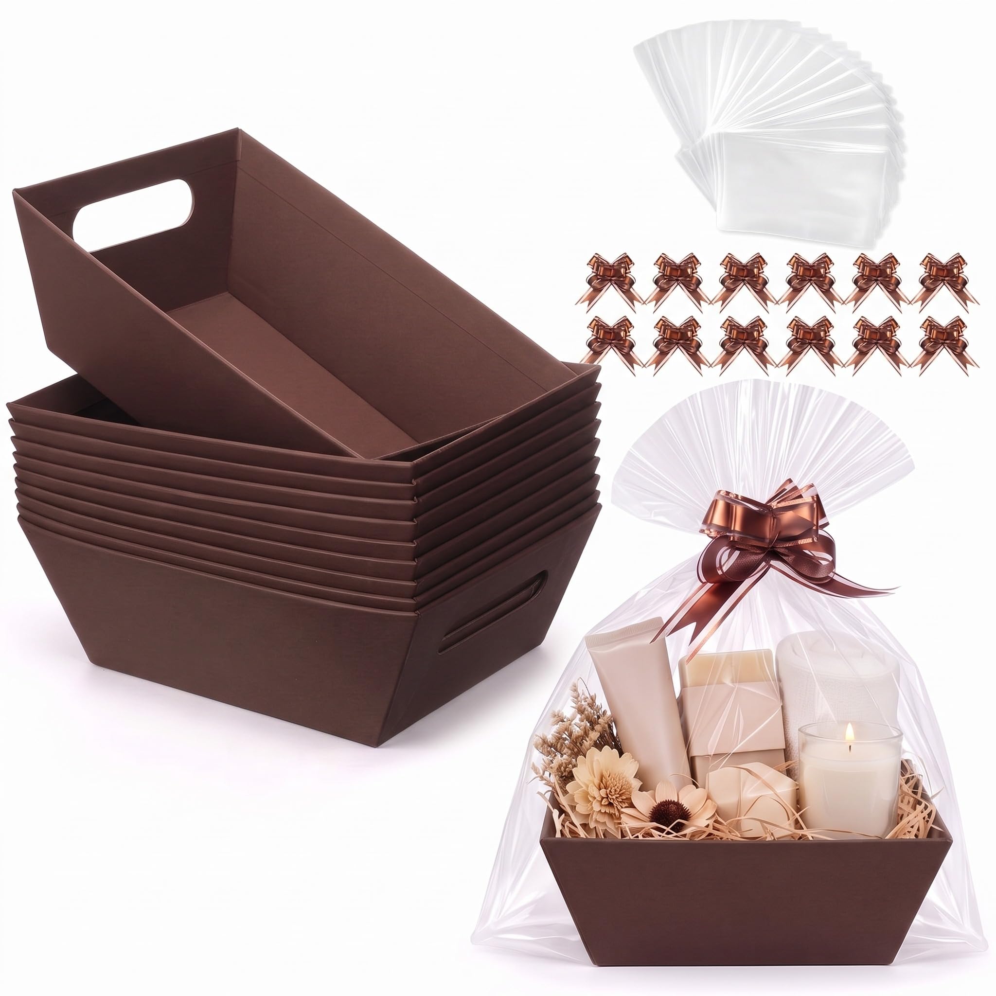 Thenshop 44 Pcs Brown Small Gift Baskets Bulk Empty to Fill