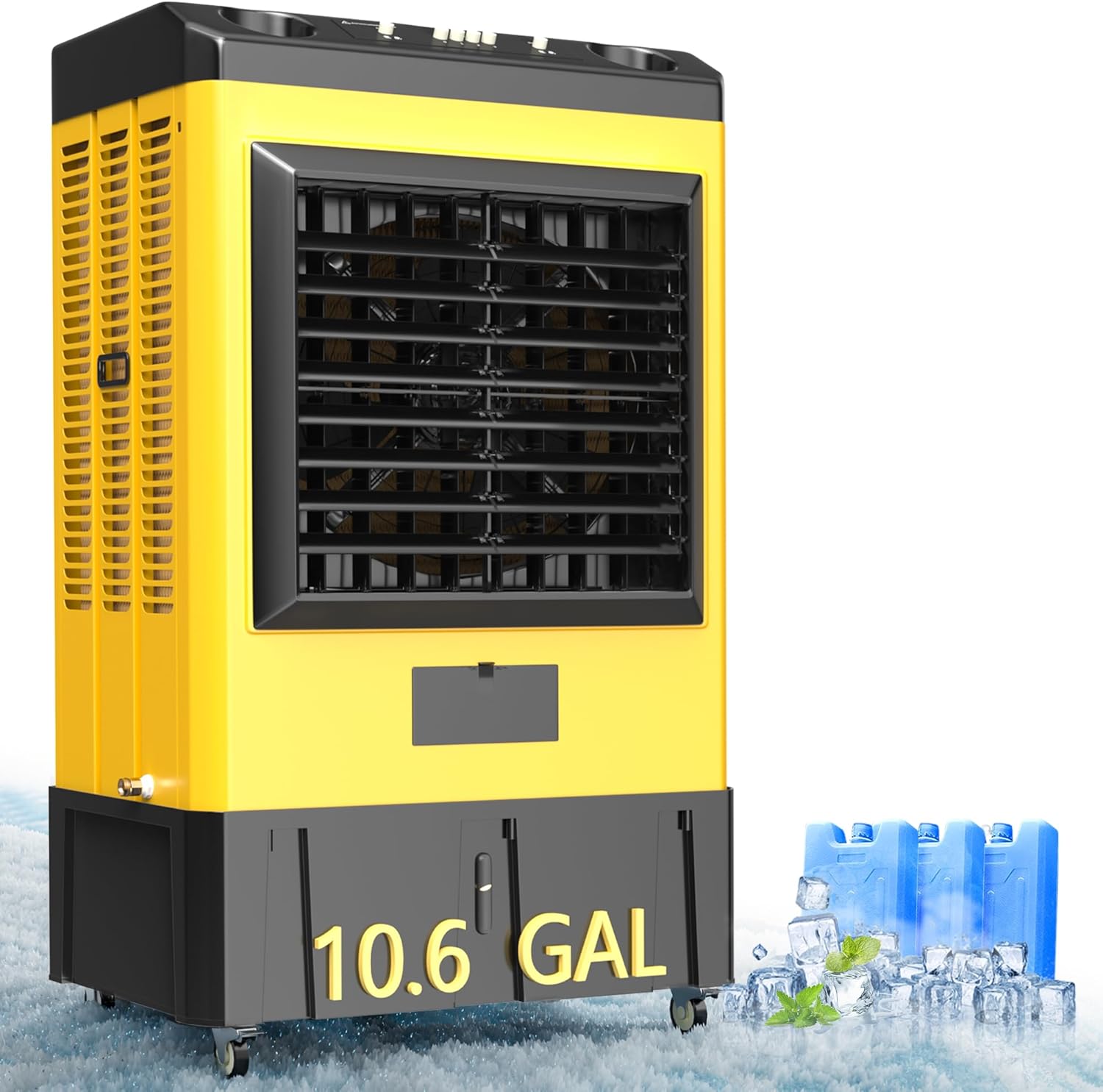 Swamp Cooler, 4800 CFM Evaporative Air Cooler, 10.6 Gal Water Tank Outdoor Air Conditioner, 3 Speed,3 Ice Boxes,Suitable for Indoor & Outdoor Garage,Patio,courtyard,factory workshop,42inch