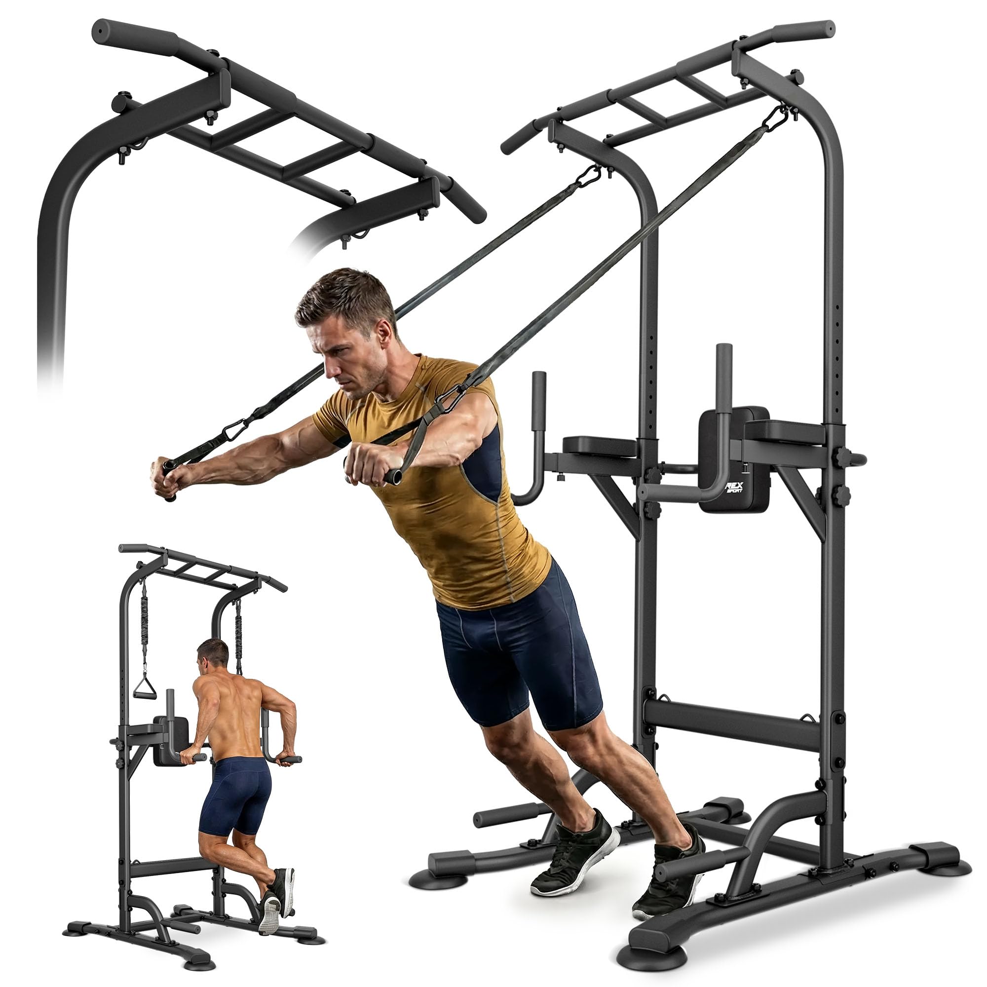 TREX SPORT Power Tower Dip Station freistehend bis 150 kg Expander TX-150PR