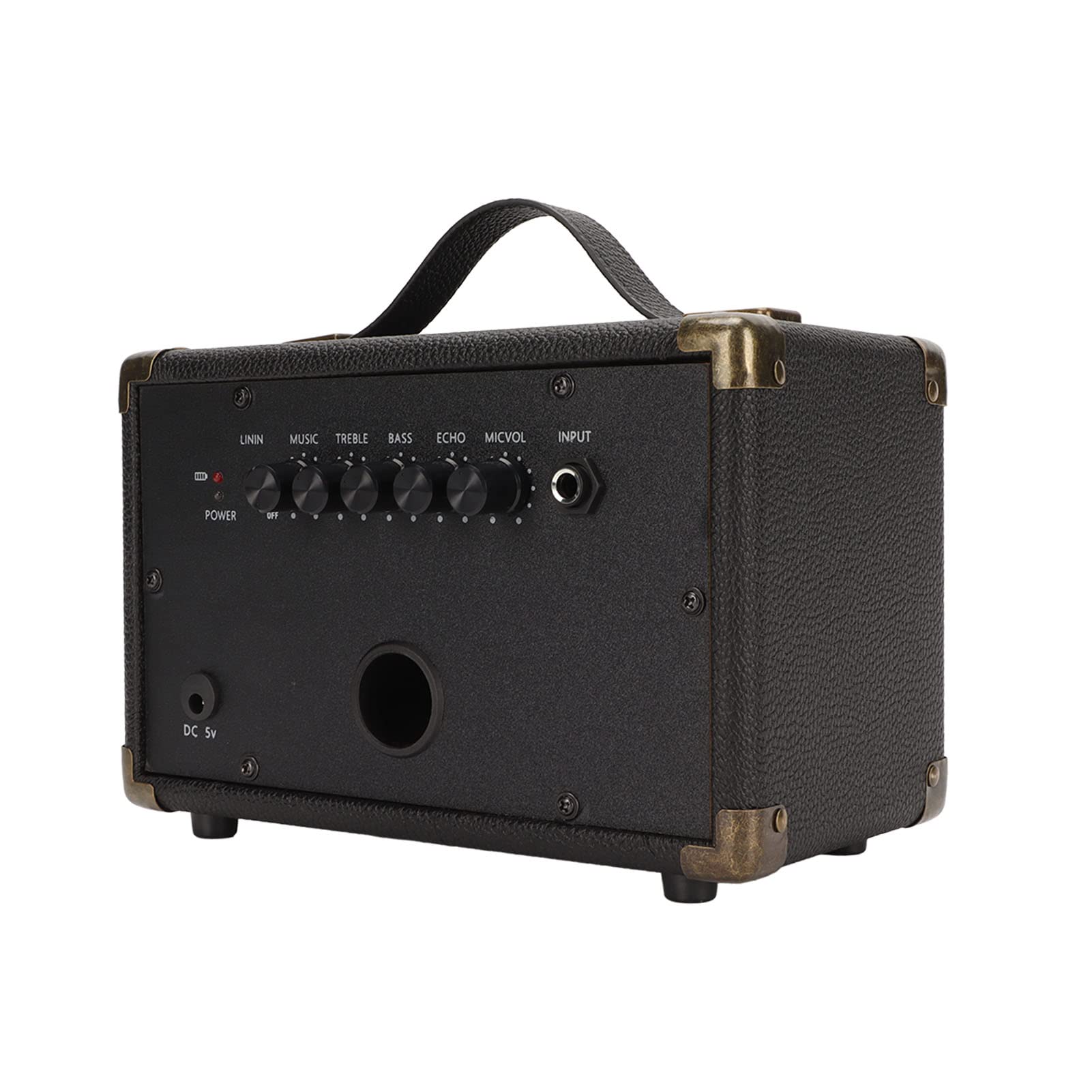 EMUKOEP Vintage Bluetooth-Lautsprecher, Klassisches Leder, Schwarz | Schwerer Bass, Knopfsteuerung, Kabellos, Für Zuhause/Büro