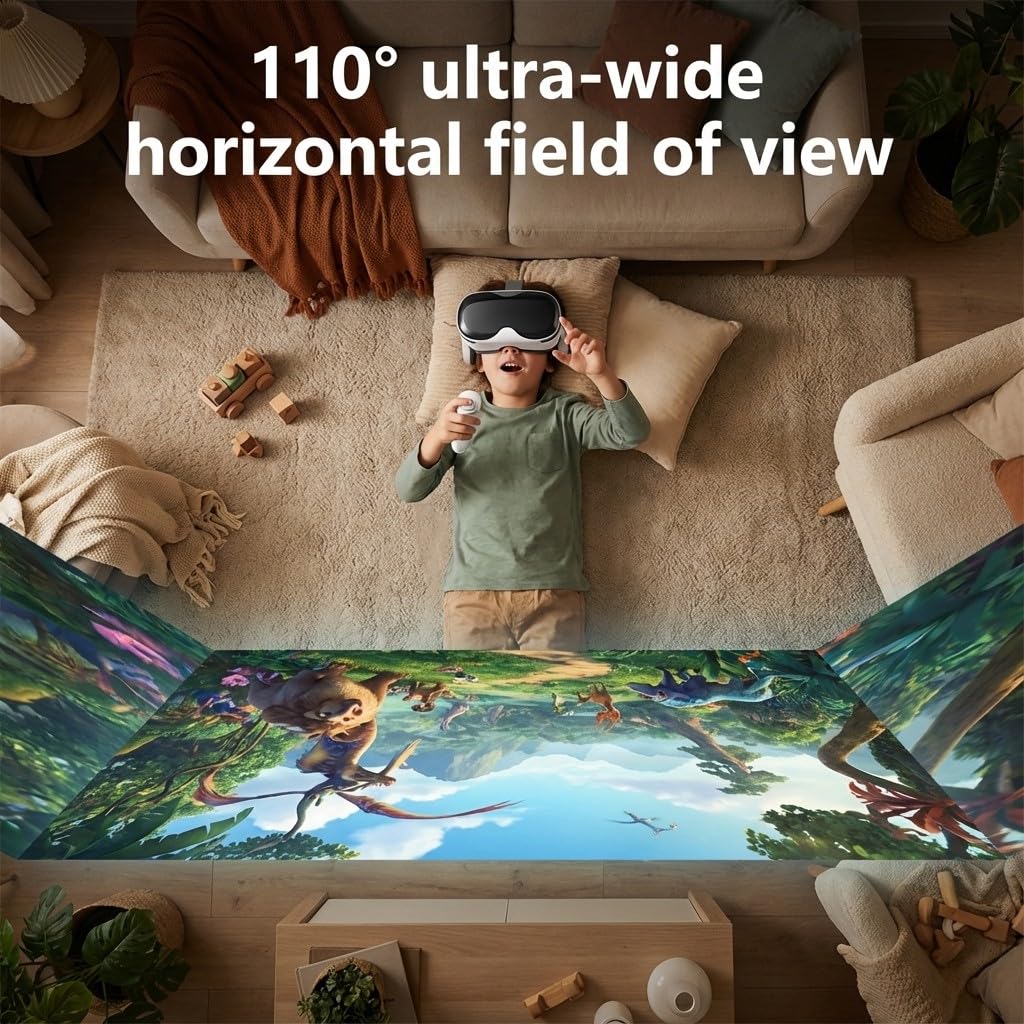 Auriculares de realidad virtual con controlador y auriculares para niños y adultos, juego de películas en 3D, gafas de realidad virtual 3D con FOV de 110° (negro)