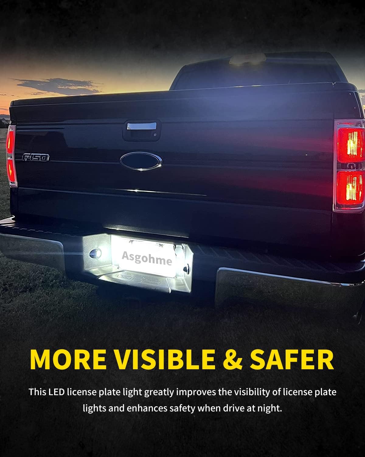 LED License Plate Lights Bright White Rear Bumper Tag Lamp Assembly Replacement Compatible with Ford F150 F250 F350 Super Duty Bronco Ranger Explorer Excursion Truck Pickup, Pack of 2