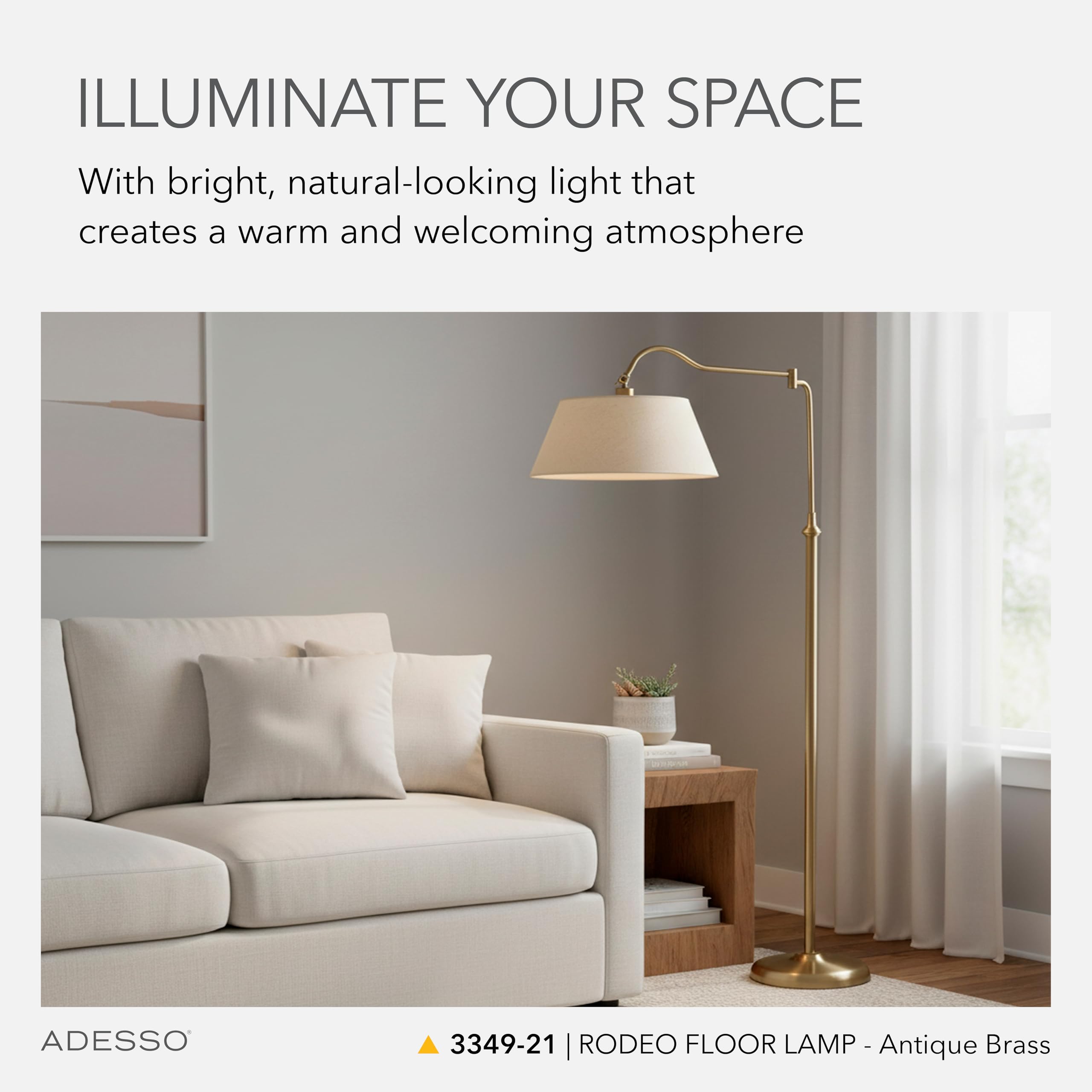Amazon.co.jp : ADESSO ロデオフロアランプ、アンティーク真鍮