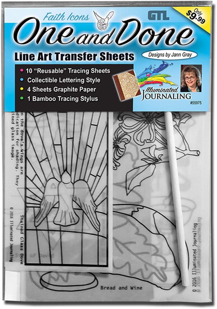 One and Done Bible Journaling Line Art Transfer Sheets: Faith Icons