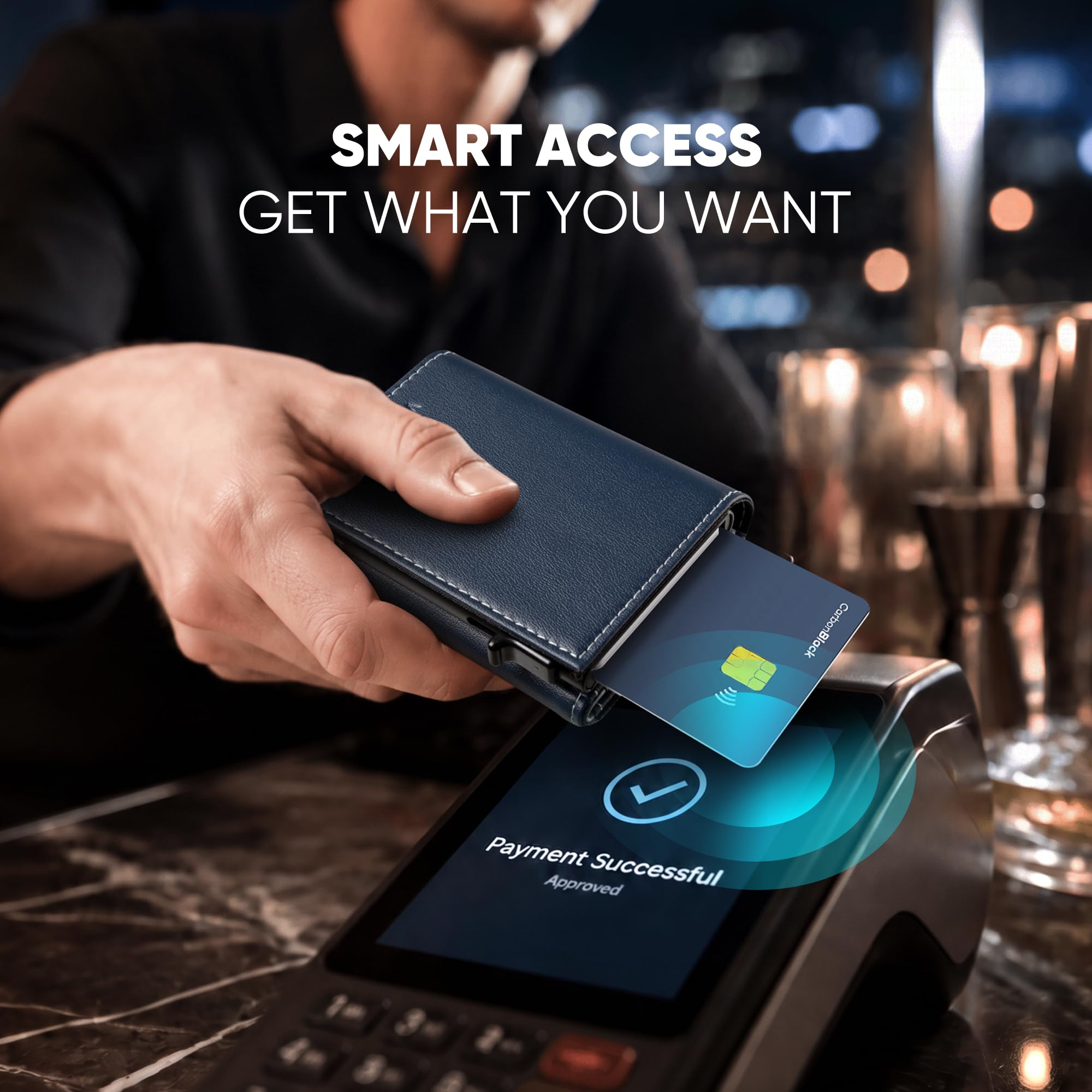VULKIT Cartera Hombre con Tarjetero Pop-up, Bloqueo RFID y Cierre Magnético