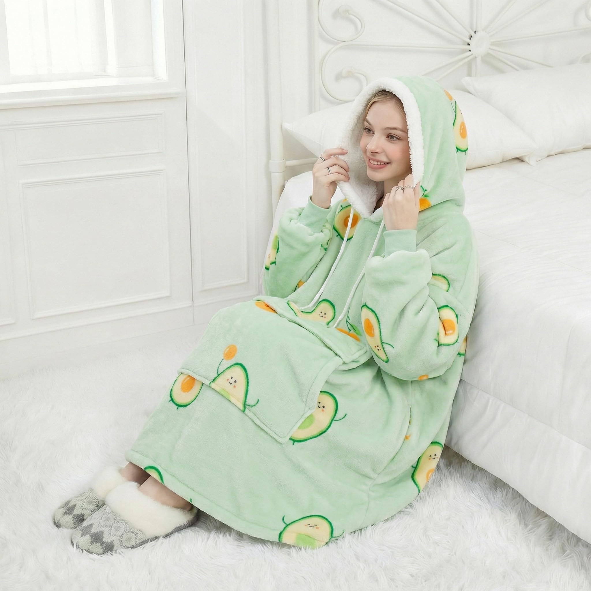 Amazon.com: Qeils Wearable Blanket Hoodie for Women, Comfy Sherpa