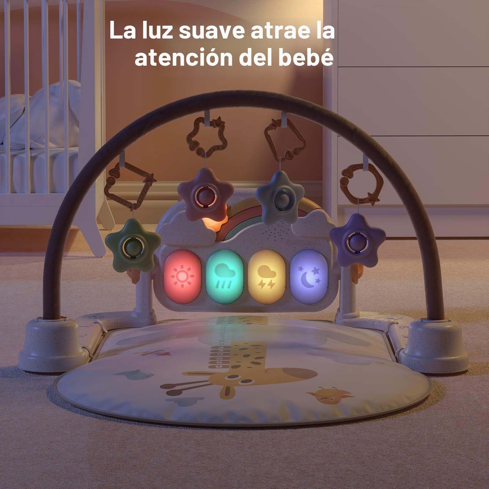 TUMAMA Baby Floor Gyms Playmats Actividad Gimnasio Sonidos Luces Música Kick Play Piano Niños Sonajeros colgantes Estera para gatear Suave Grueso Niño Recién nacido Regalos de vacaciones
