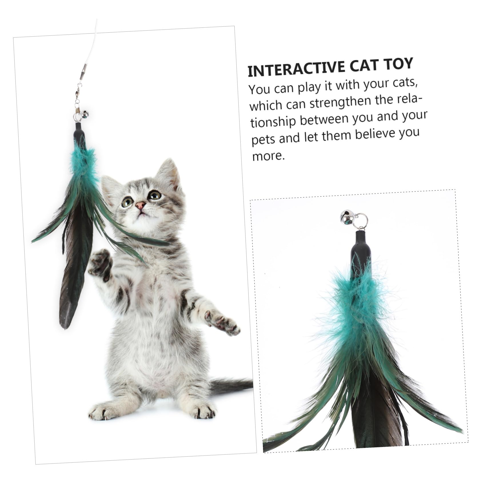 Kisangel 24pièces Jouets Interactifs pour Chat Canne Plumes Et Têtes Remplaçables Kit De Divertissement pour Chat