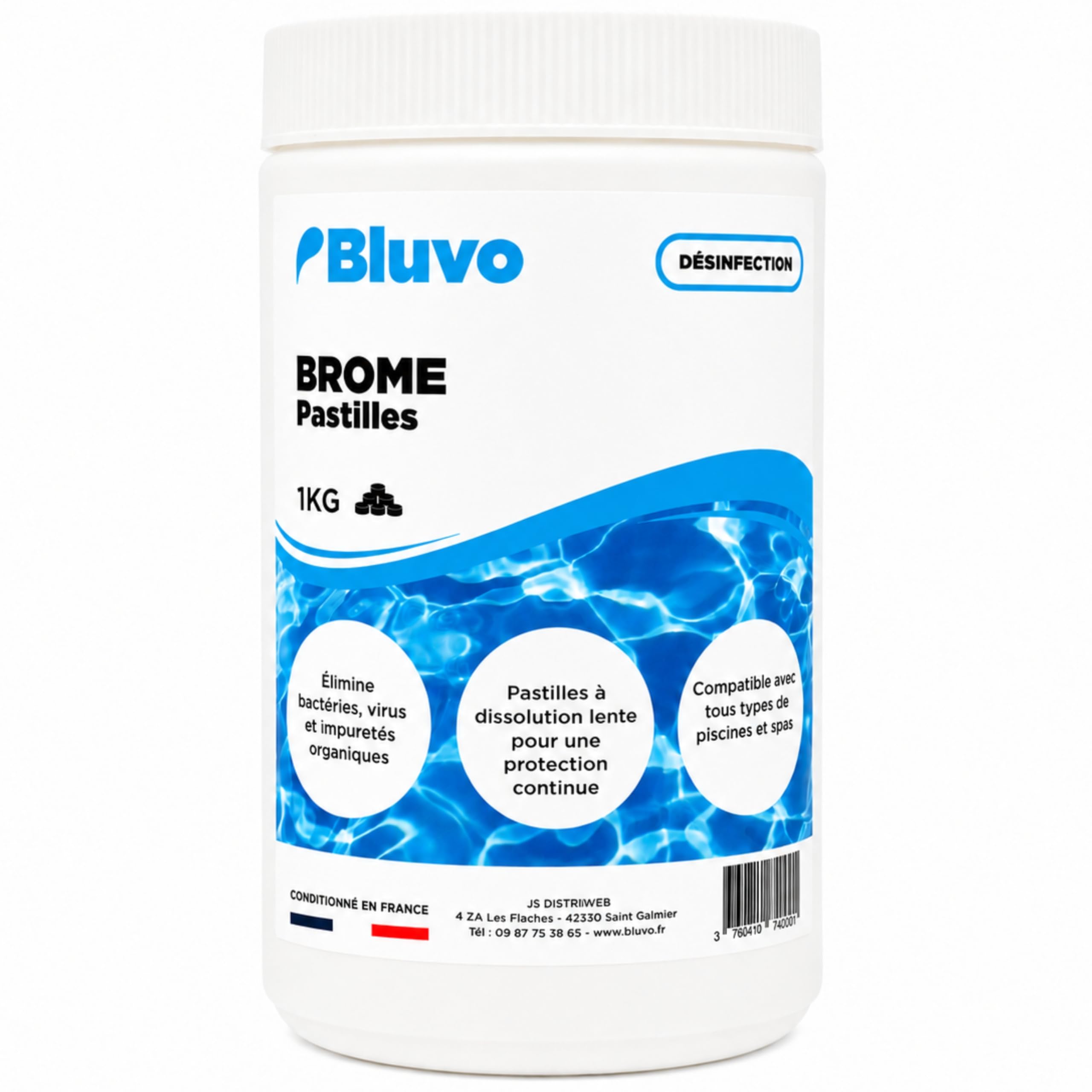 Brome Pastilles 20g - 1KG | Traitement Spa & Piscine Sans Chlore | Désinfectant à Dissolution Lente pour une Eau Claire et Saine | Entretien & Purification de l’Eau adaptée à tous les Spas et Piscines