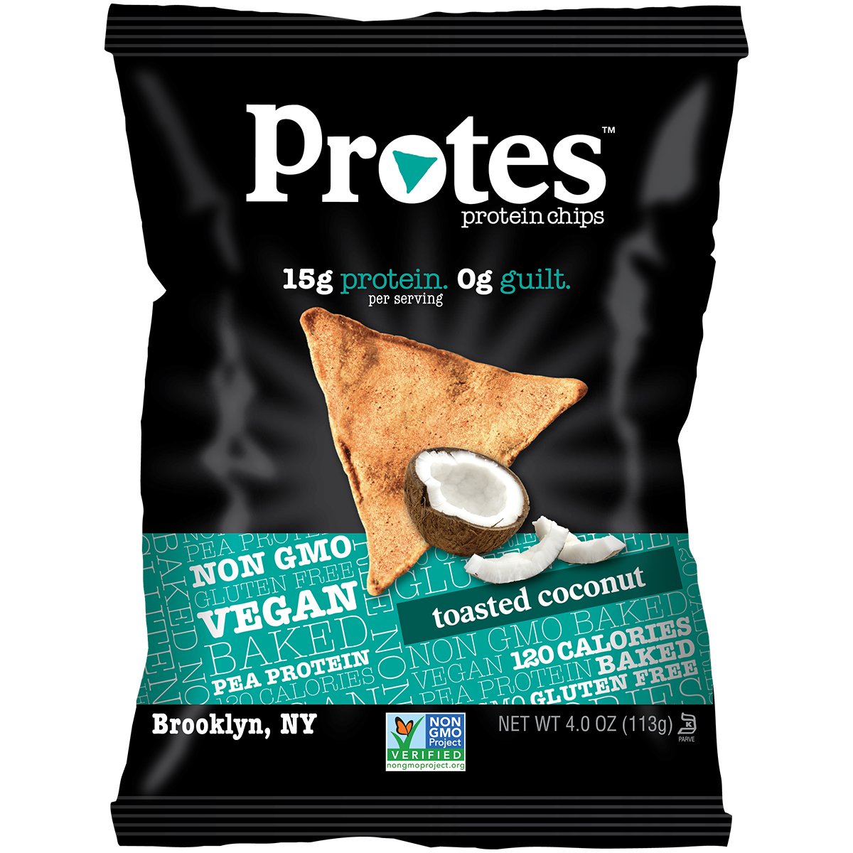 Vegan Baked Protein Chips | 6 Bags (4 oz.) | 15G of Protein, 120 Calories & Made with Pea Protein | Non GMO & Gluten Free | (Toasted Coconut)