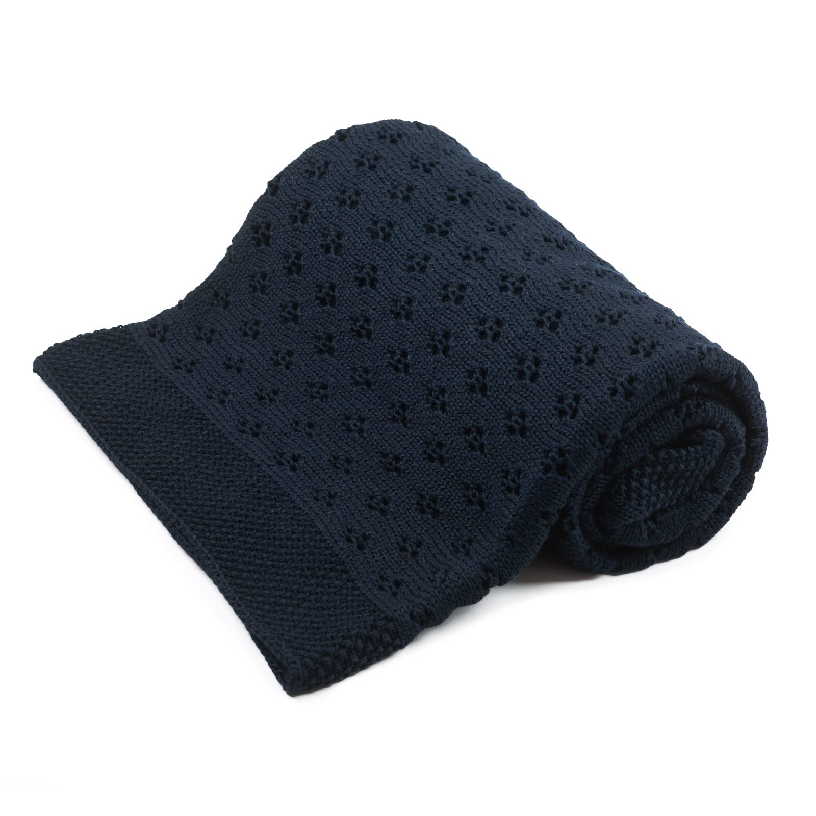 Bellochi Manta de Bambu para Bebe - Acogedor y Calada Mantita para Chica o Chico - Suave Aireado Verano Manta Bebe Recien Nacido - Hecha a Mano - 100x80 cm - Blue Marino