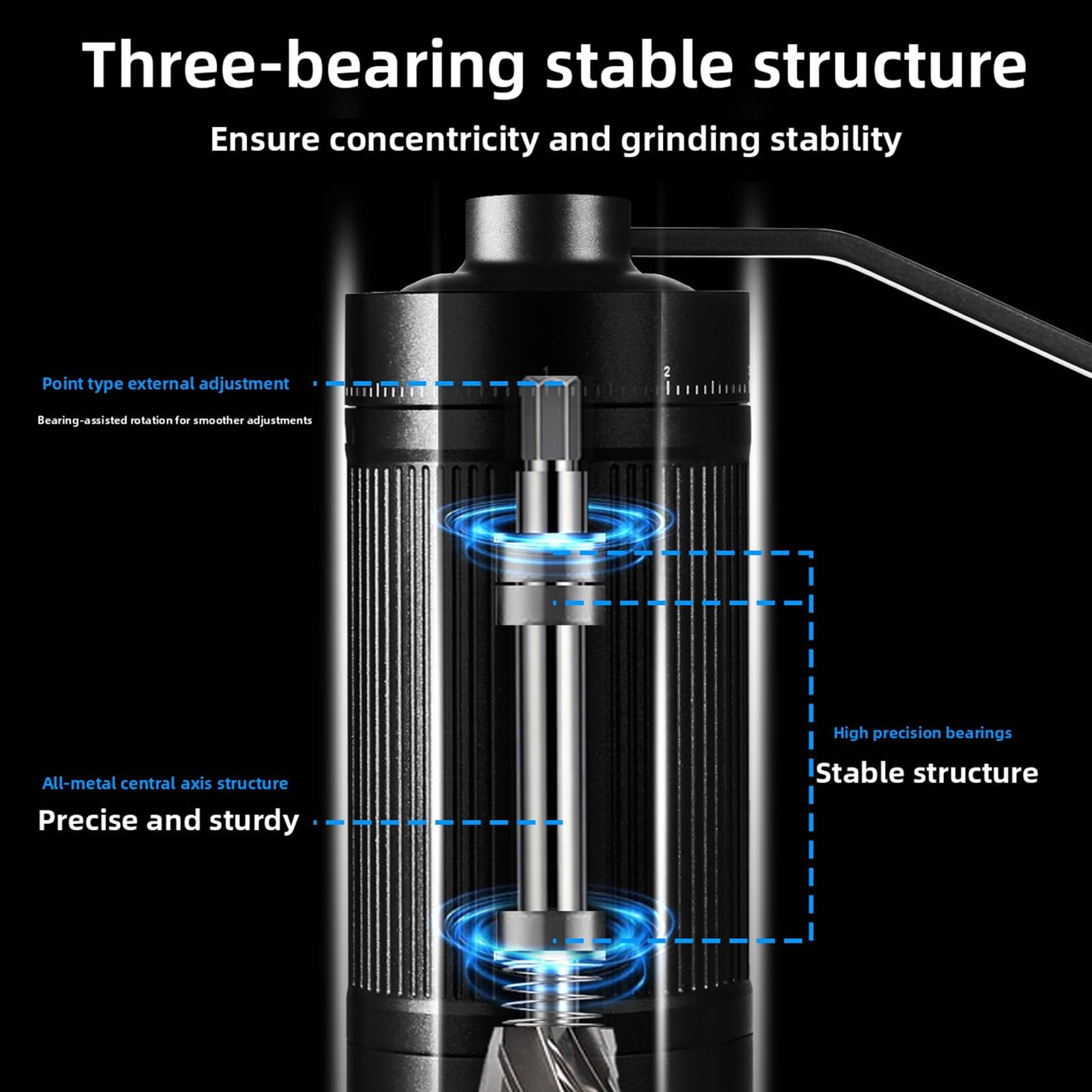 Molinillo de café Manual, 49 Ajustes Regulables con Muelas de Aleación de Aluminio de Grado Aeronáutico y Acero Inoxidable, Diseño Compacto y Portátil para Espre