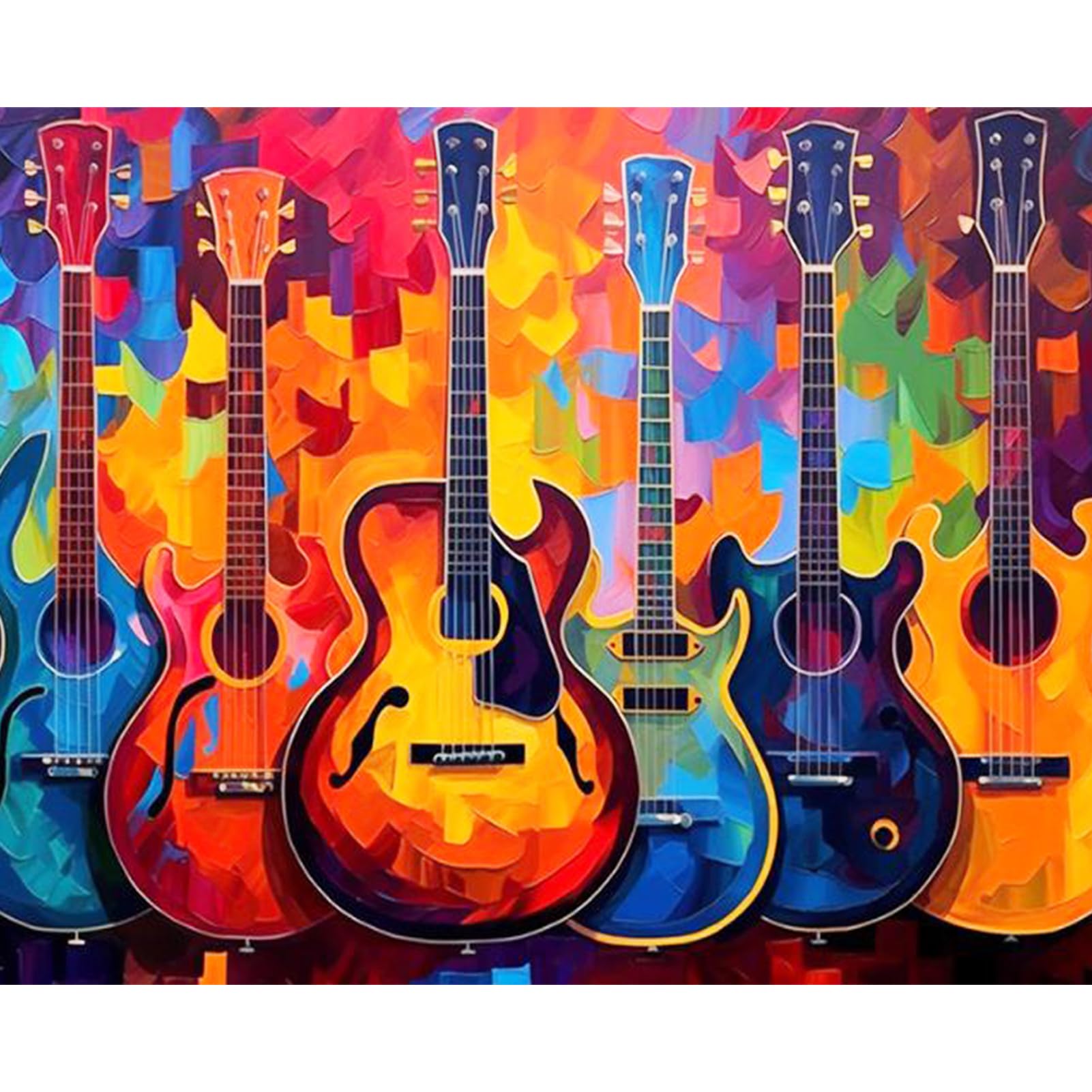 JATOK Paint by Numbers for Adults, Painting Kits for Beginners On Clear Symbols Colored Canvas, Easy DIY Acrylic Pigment Drawing Paintwork for Home Wall Decor, 16x20in Frameless, Guitar