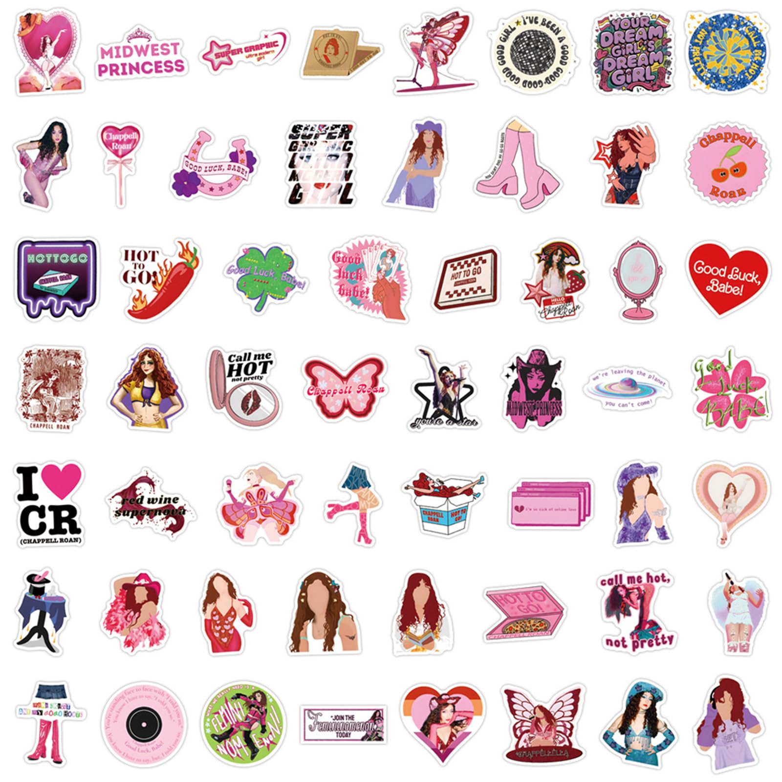 BDSHUNBF 100 Pack Chappell Pop Singer Decals, Waterproof Music Stickers for Water Bottles Book, Skateboard, Laptop, Guitar, Suitcase - Image 4