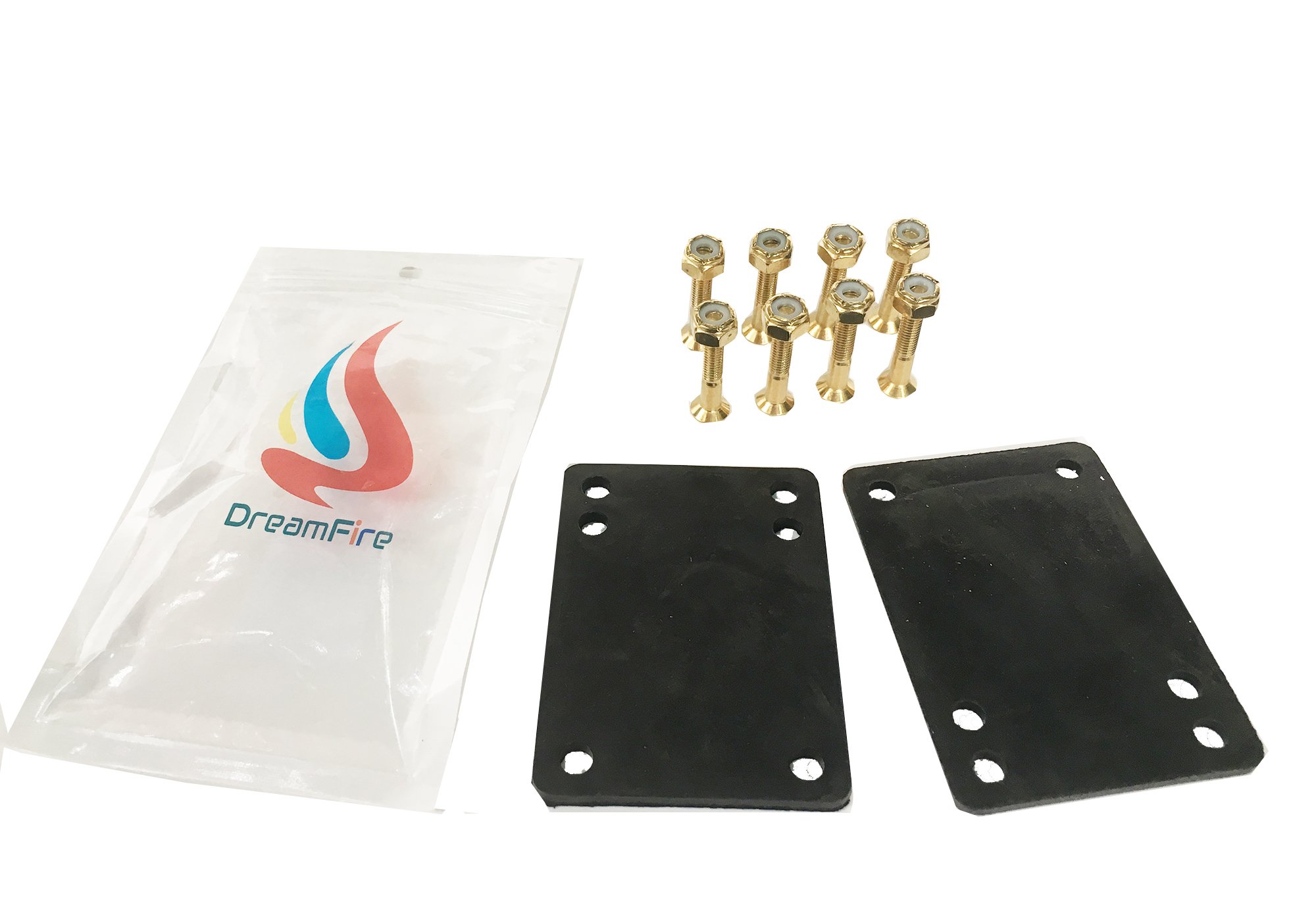 DreamFire Longboard Skateboard Hardware Kit Rubber Skateboard Riser Pad Screws Set 10pcs