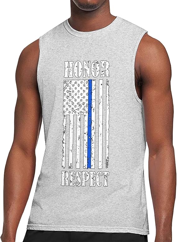 MAGIICAP Thin Blue Line American Flag Men�s Sleeveless T