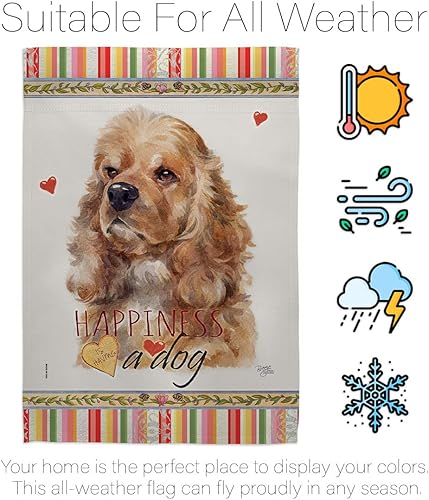 Miniatura 6 de Breeze Decor Cocker Spaniel Happiness - Juego de bandera de jardín con soporte para perro, cachorro, pata arruinada, piel canina, mascota,