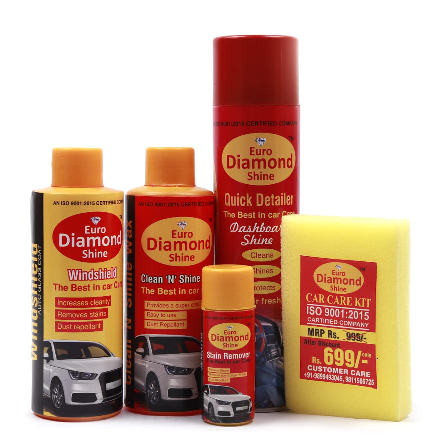 Kit (Set of 5 Items) (Dashboard Shiner+ Windshield Auto Glass Coat+ Clean N Shine Wax+ Stain Remover+ Sponge 1 Piece (950ml)-image-29