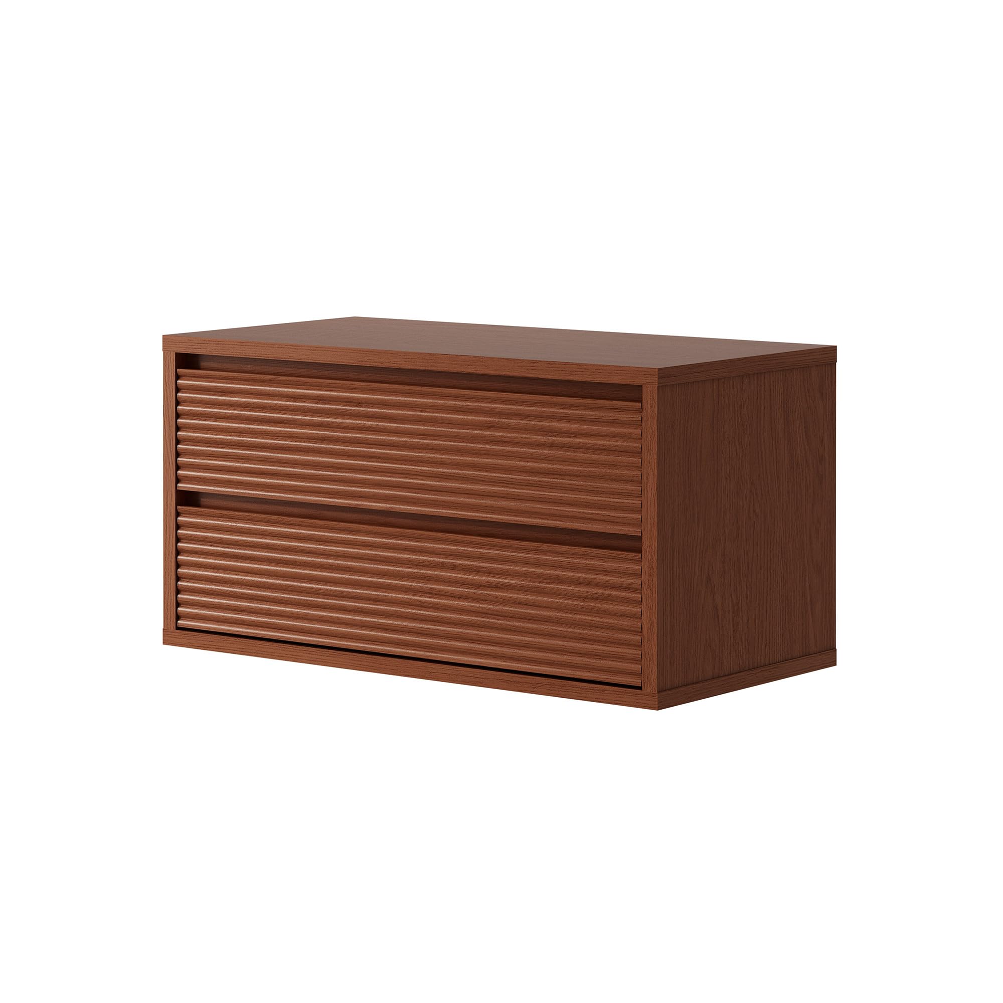 MUSEHOMEINC Modern Storage Cabinet with 2 Tier Drawers, Lines Diamond-Shaped Texture Drawer Chest for Living Room,Home Office