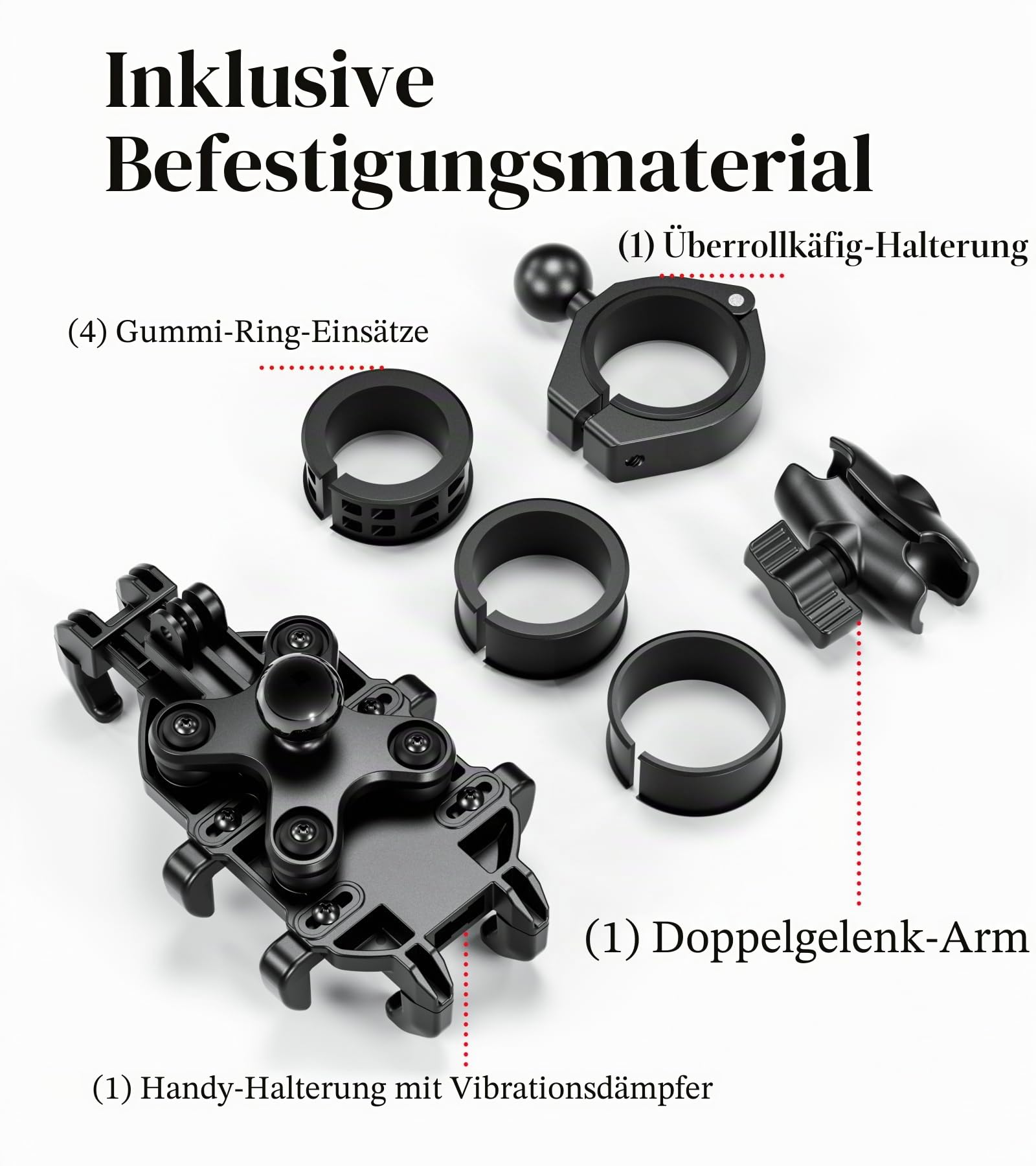 BRCOVAN UTV Handyhalterung mit Vibrationsdämpfer | Verstellbar UTV Handyhalter, Anti-Shake, für 1,5''/1,65''/1,75''/1,85''/2'' Überrollkäfigstange, für 5,4''-7,2'' Smartphone