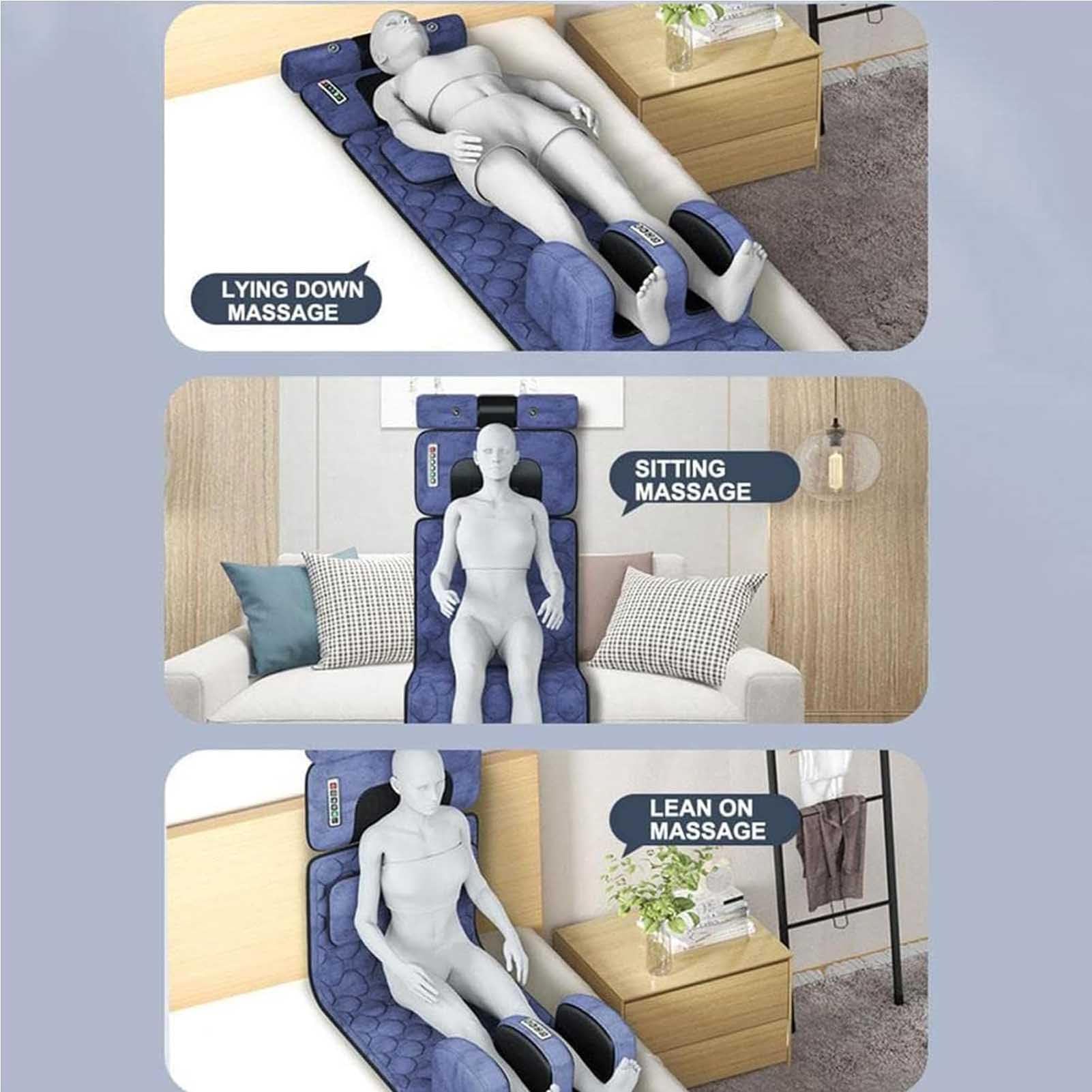 MRKU Tappetino da Massaggio con Cuscinetto Termico, Lettino per Massaggio Completo del Corpo con Cuscino per Massaggio al Collo Shiatsu, 10 Motori vibranti per alleviare la Schiena, massaggiatori per