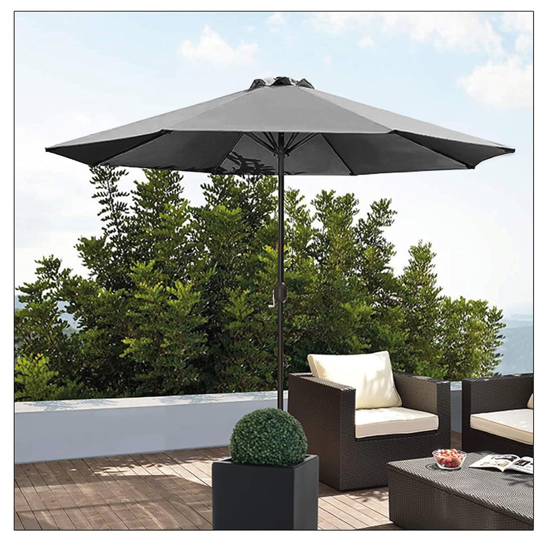 Acomoda Textil – Sombrilla de Jardín con Forro Anti UV. Parasol de Aluminio con Manivela, Toldo Octogonal 3 M Ø para Patios y Terrazas 244 x 300cm.