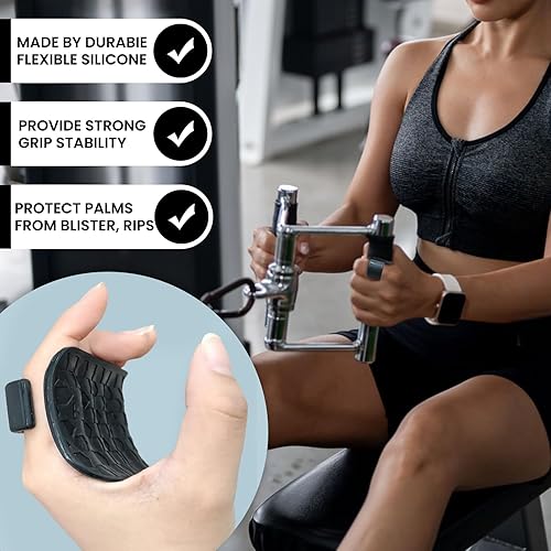 Miniatura 5 de Guantes de gimnasio de silicona sin dedos, agarres duraderos y almohadillas de agarre para entrenamiento de gimnasio y ejercicio para protección de