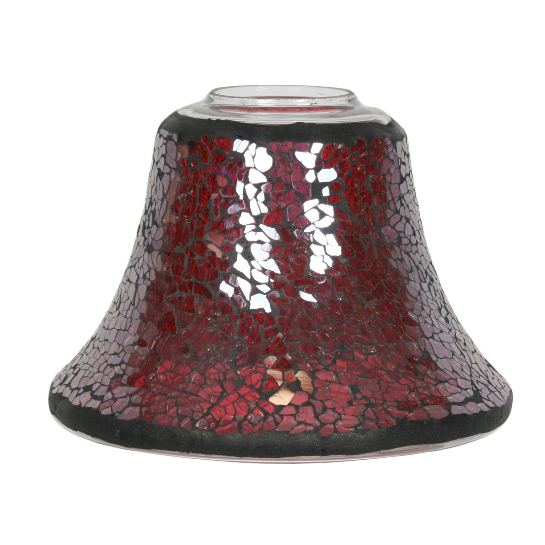 Red Lustre Crackle Mosaic Village Candle Jar Lamp Shade 16cm - VC593