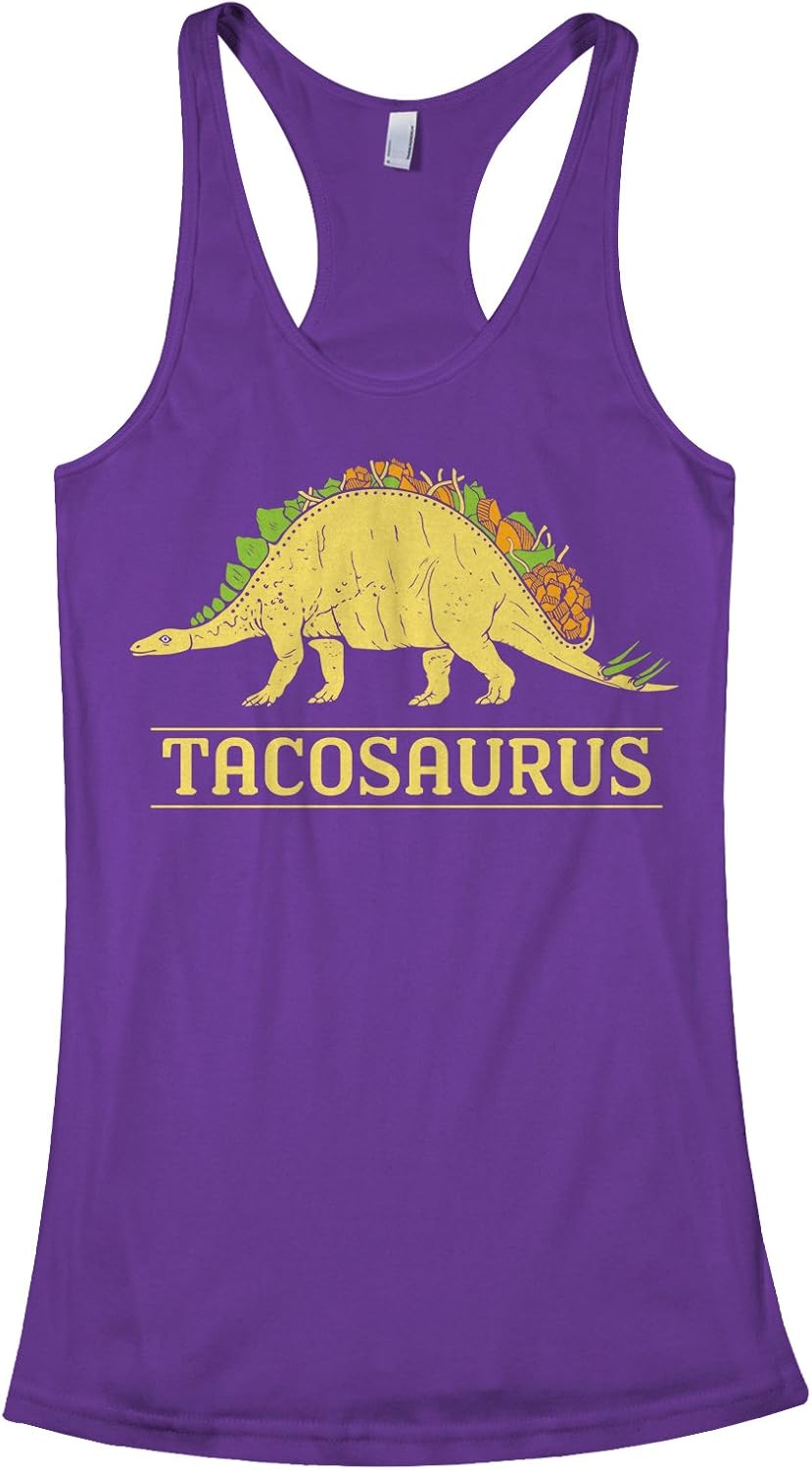 Threadrock Women's Tacosaurus Dinosaur Taco Racerback Tank Top