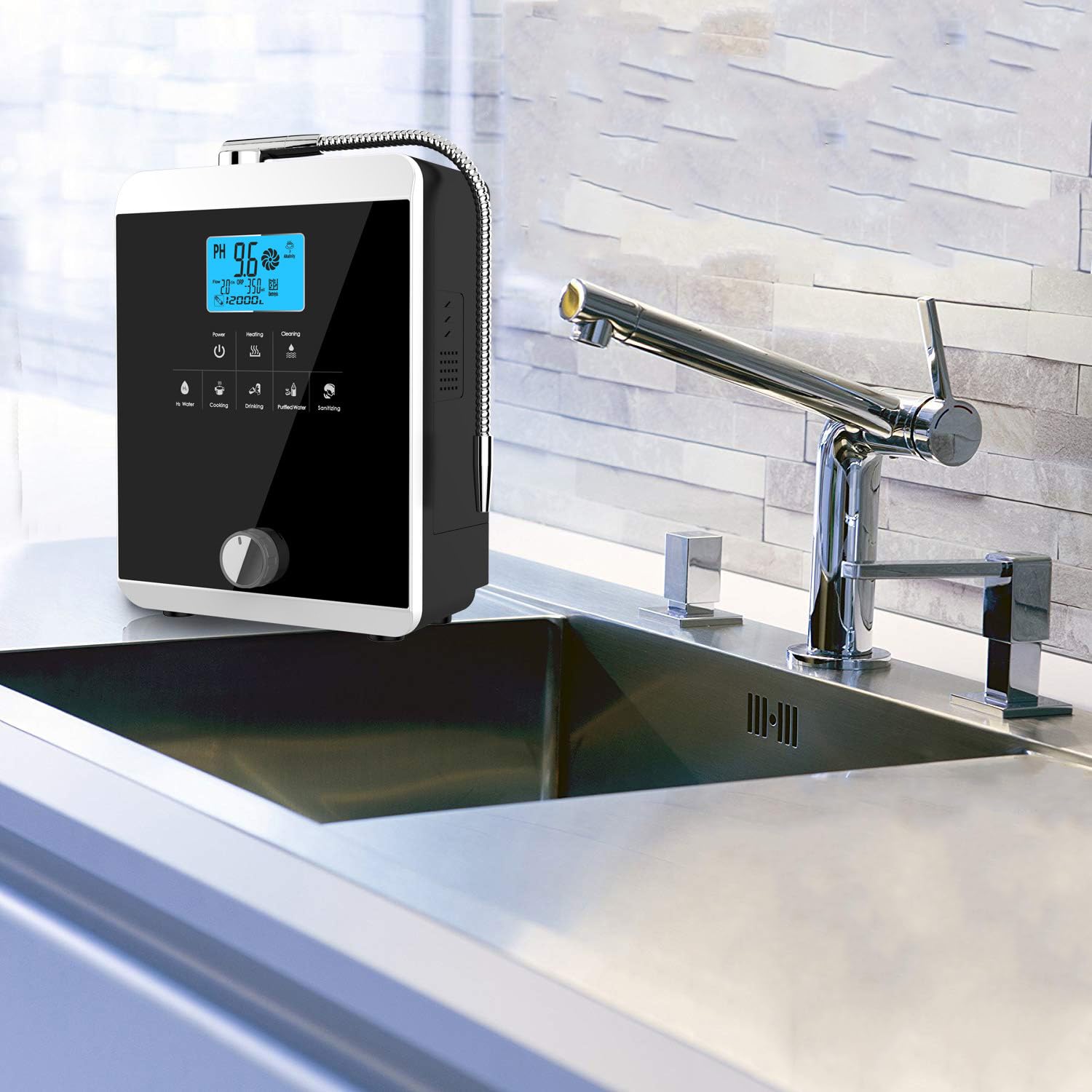 DPLXQPP Ionizador Agua Alcalina,Purificador Agua Hidrógeno ácido Alcalino Ph 2.8-11.0,hasta -800 Mv Orp,7 Configuraciones Agua,Limpieza Automática,Voz Inteligente,220V