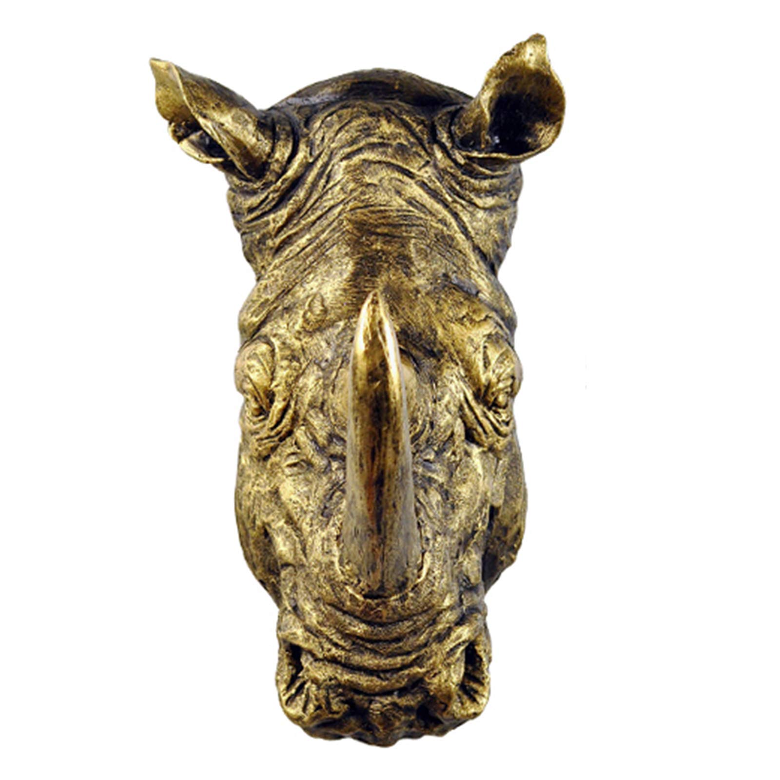 YXCQHZM Animal Head Wall Hanging 3D Craft Lion Horse Sculpture Hanging Animal Head Art Ornament for Garden Children's Bedrooms (38cm,Rhinoceros)