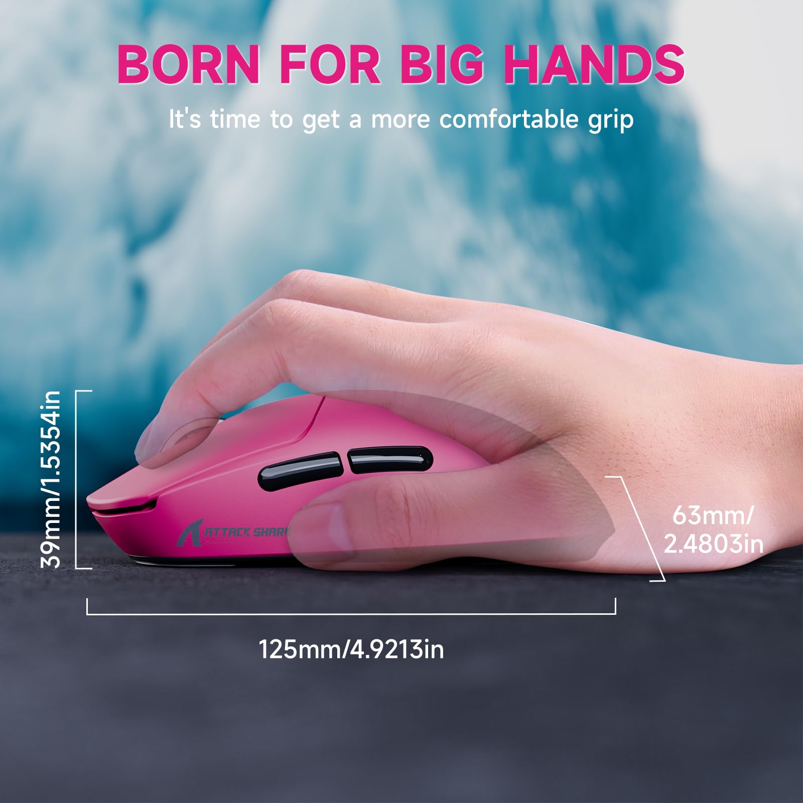 MAMBASNAKE ATTACK SHARK X8PLUS Mouse da Gioco Wireless, Sensore PixArt PAW3395PRO, 40000 DPI, BT/2.4G/Cablato, Mouse Superleggero da 55g, Piedini in PTFE a Doppio Strato, per PC/Xbox/Mac (Rosso Berry)