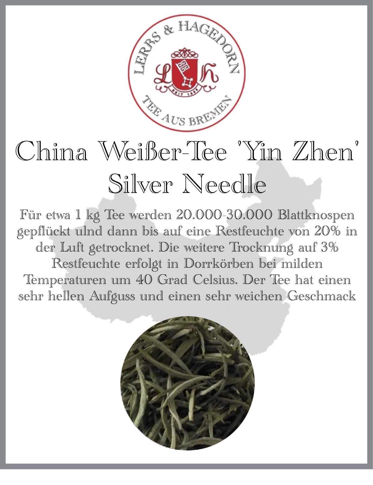 Lerbs & Hagedorn, China Weißer Tee 'Yin Zhen' Silver Needle | Sehr Heller Aufguss, Sehr Weicher Geschmack 0,5kg (ca. 40 Liter)