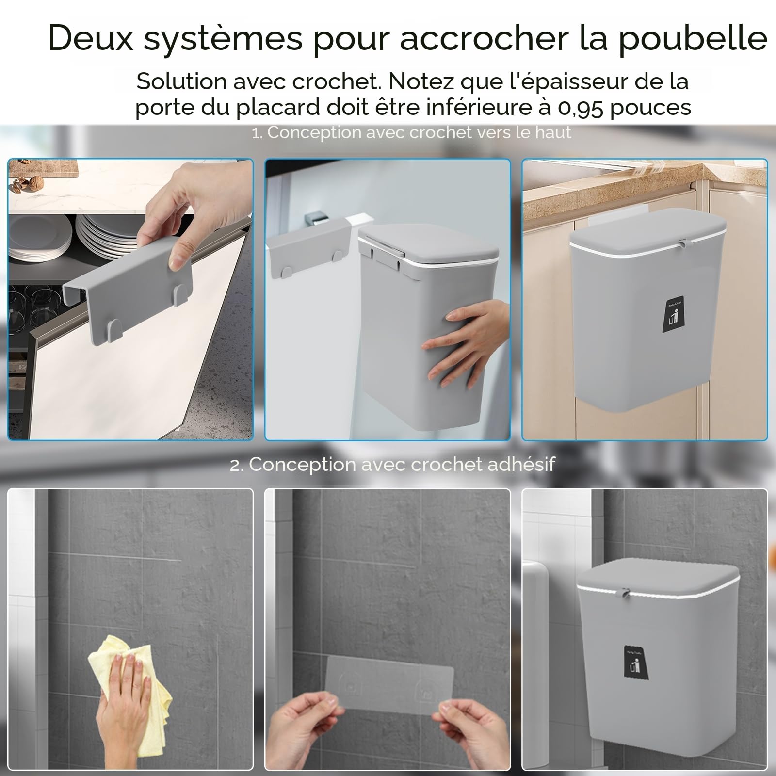 Poubelle De Cuisine,14L White Battery--Poubelle Intelligente À Capteur Automatique 14-16l