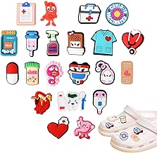 21 Pcs Charmes de Chaussure, PVC Shoe Charms, Breloque pour Sabots Sandales, Infirmière Chaussures Pins, Ornements Chaussures Mignons, Accessoire Chaussures Bricolage, Cadeaux Anniversaire Enfants
