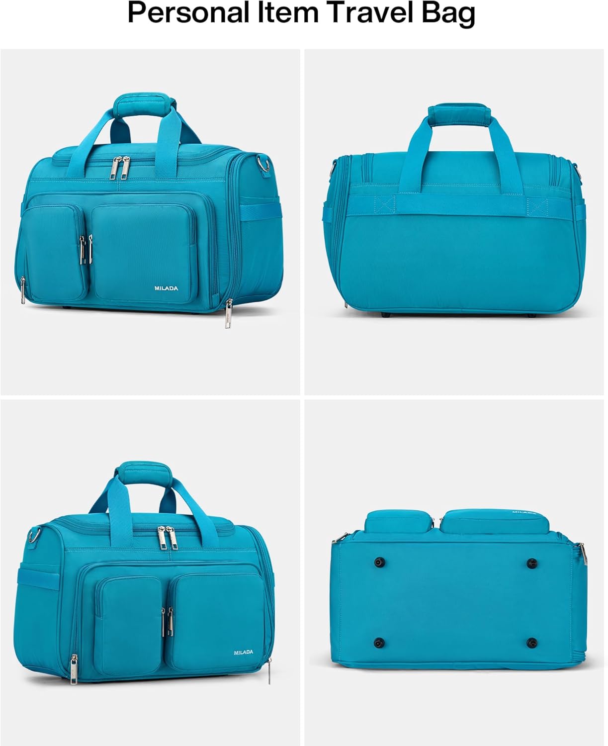 MILADA Underseat Carry On Luggage Bags for Travel Lightweight Foldable Carry On Bags for Airplanes Small Duffle Bag for Men Women TSA Approved Underseat Bag Travel Tote Bags, Caribbean Blue - Image 9