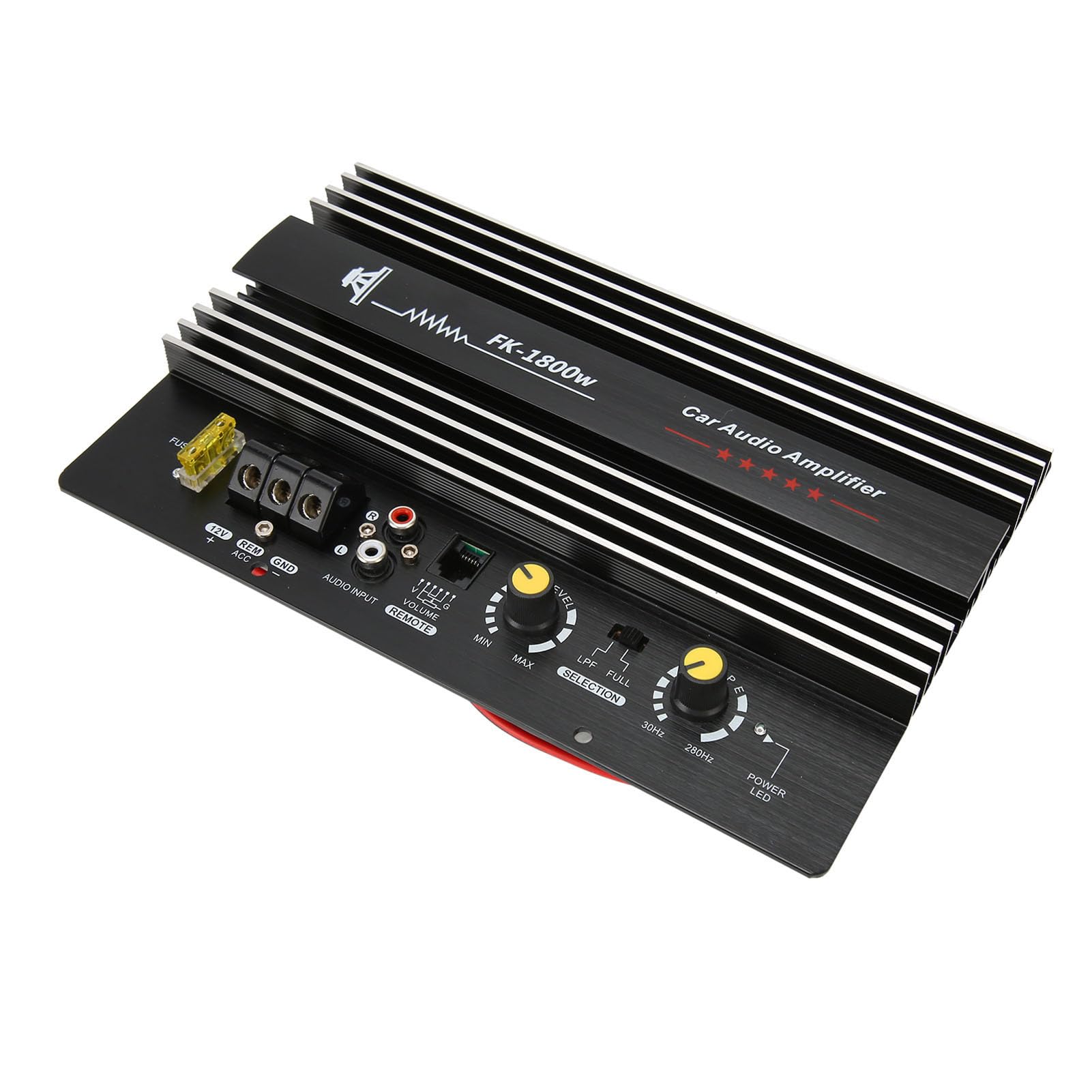 Amplificatore di potenza stereo da 12 V, 1800 W, amplificatore ad alte prestazioni, amplificatore di potenza migliorato in lega di alluminio per