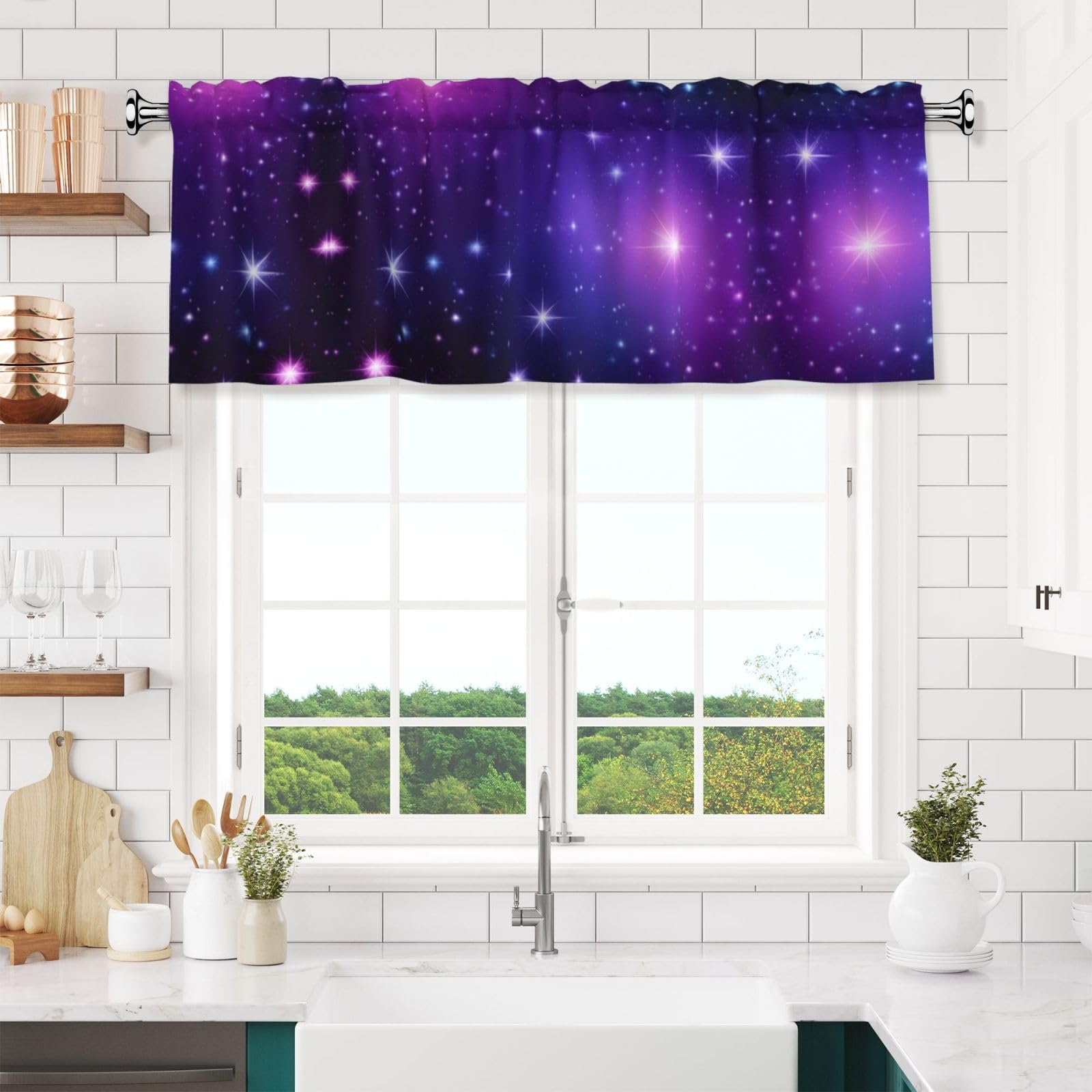 Rideau Court Passe-tringle Rideaux Courts AYTTBIS - Lot 2 Pièces 107x31cm - Noir Déco Cuisine/salle De Bain Store Fenêtre Petit