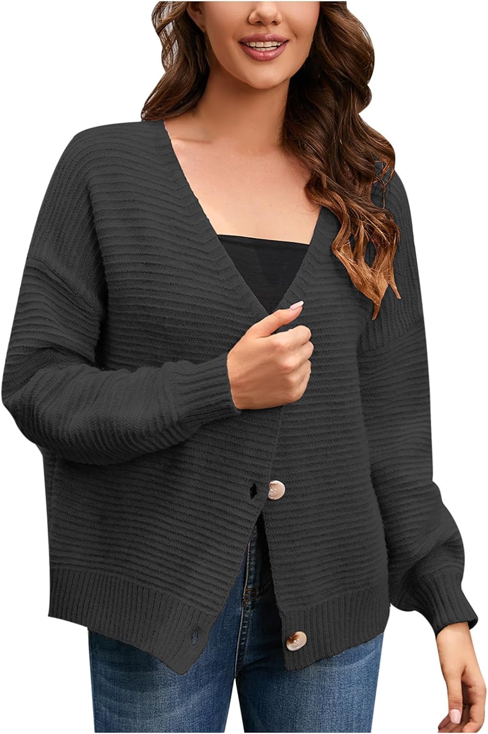 Cardigan Sweaters for Women Button Down Open Front Cardigan Lightweight Knit Sweaters Casual Long Sleeve Sweater