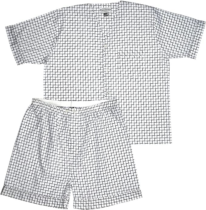 Men's Woven V-Neck Pajama Sleepwear Loungewear Nightwear Short Sleeve/Short Leg Set