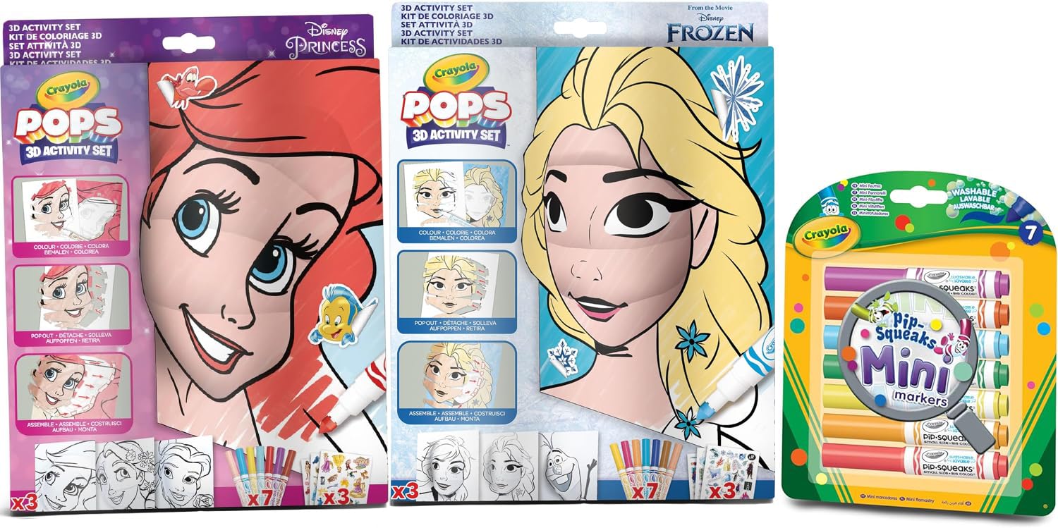 CRAYOLA POPS - Set Attività 3D per Colorare e Creare disegni tridimensionali, tema Disney, Attività Creativa e Regalo per Bambini, da 6 años, 7606