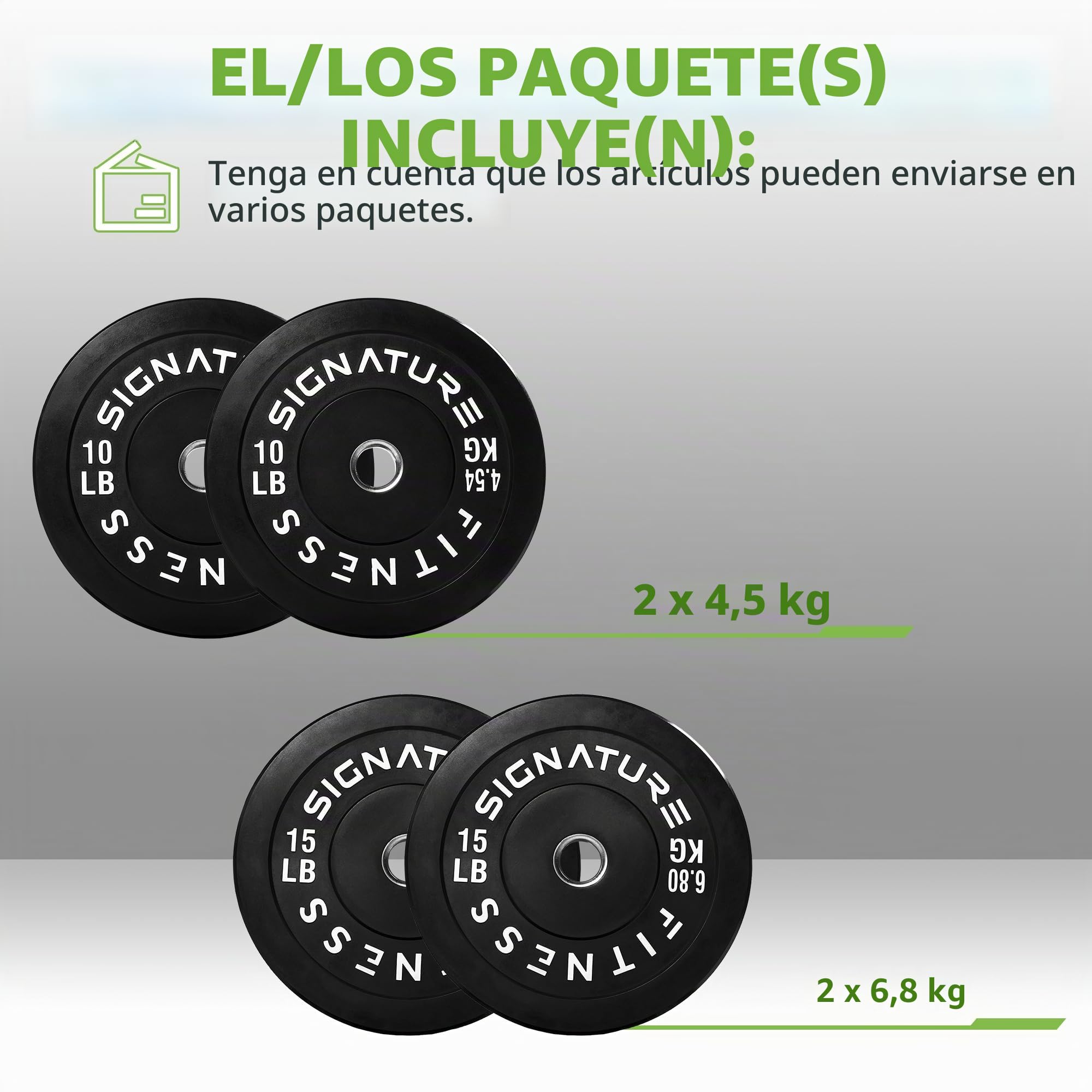 Fitvids Bumper Plate, Olympische Hantelscheiben mit Stahlnabe, 5,1 cm, 1 Paar