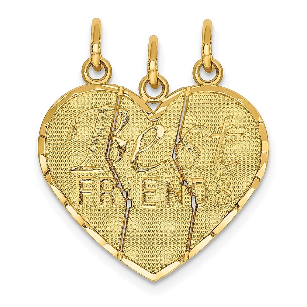 ICE CARATS14k Yellow Gold 3 Piece Break Apart Best Friends Necklace Charm Pendant Set Breakapart Love Fine Jewelry For Women Gifts For Her