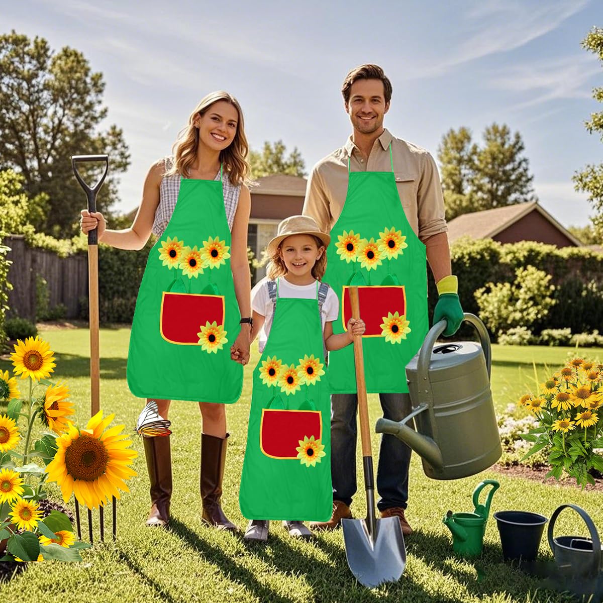 Tablier de Jardinier Tournesol, Costume de Jardinier, Tablier Barbecue avec Poche pour Barbecue, Restaurant, Café, Jardinage
