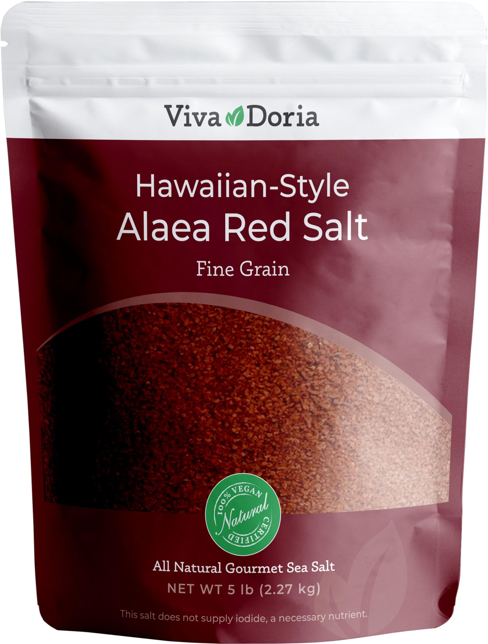 Viva Doria Hawaiian Red Alaea Sea Salt, Fine Grain, 5 lb (2267g)