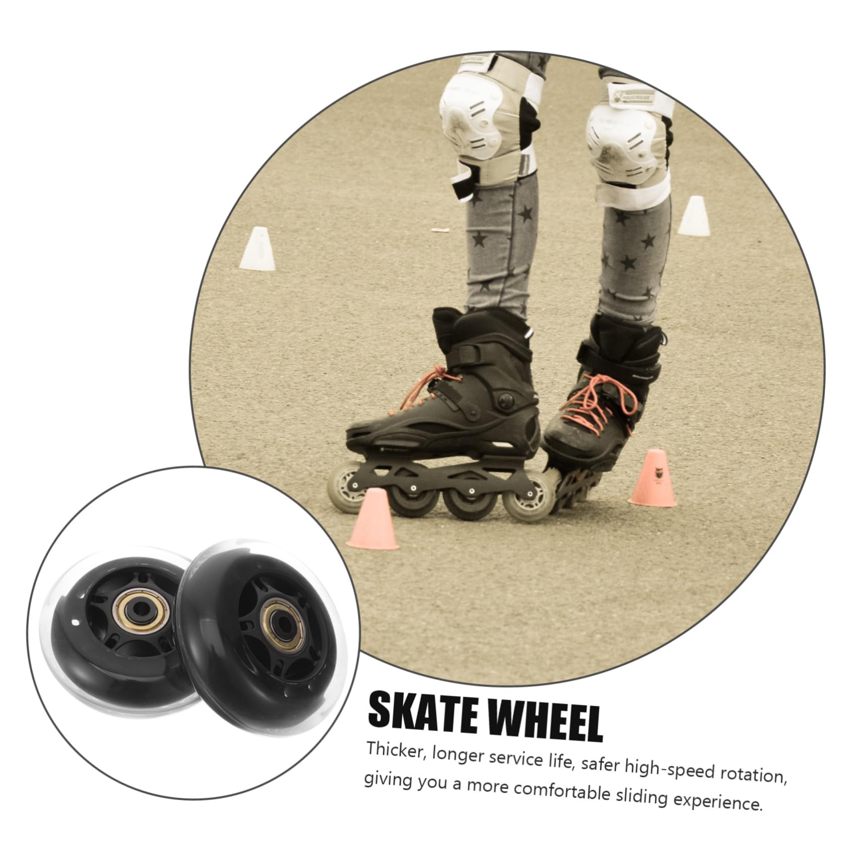 SEWACC Roller Skate Wheels 2 Pcs Outdoor Skate Wheels Replaceable Pu Design Silent and Stable for Roller Skating