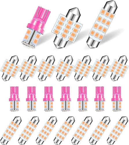 jeseny Paquete de 24 bombillas LED para automóvil, T10 de 1.220in, 1.654in, luces interiores de festón, utilizadas para luces interiores de
