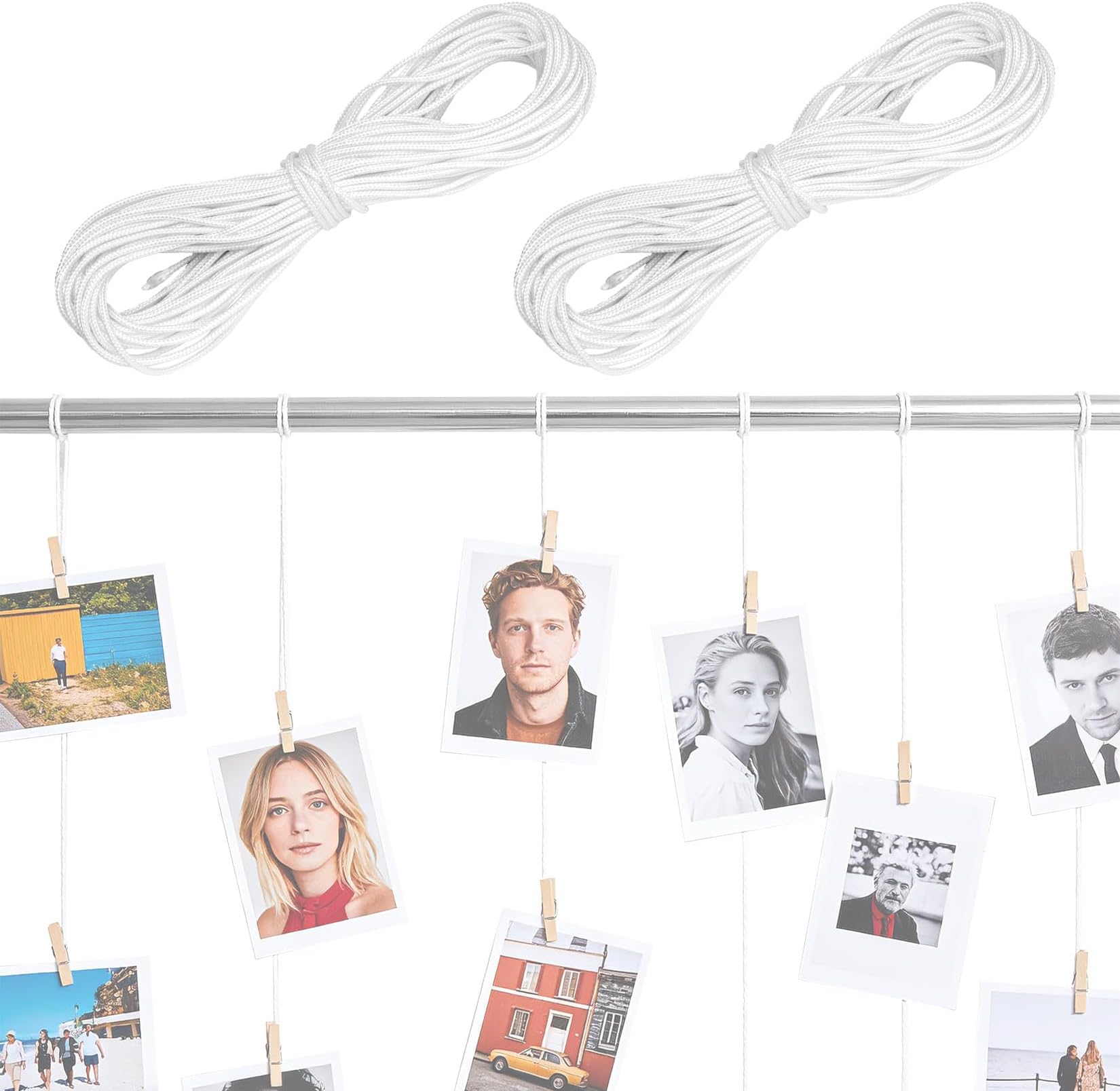 2 Rolls Heavy Duty Picture Wire Hanging Kit, 2mm/3mm x 15m Nylon Picture Hanging Cord White, Extra Strong Nylon Strings Cords for Pictures Mirrors Paintings DIY Arts Craft Projects Decorations