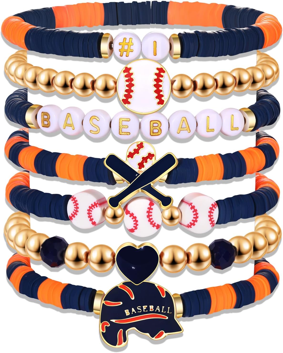 NVENF Baseball Bracelets for Women Stackable Orange...